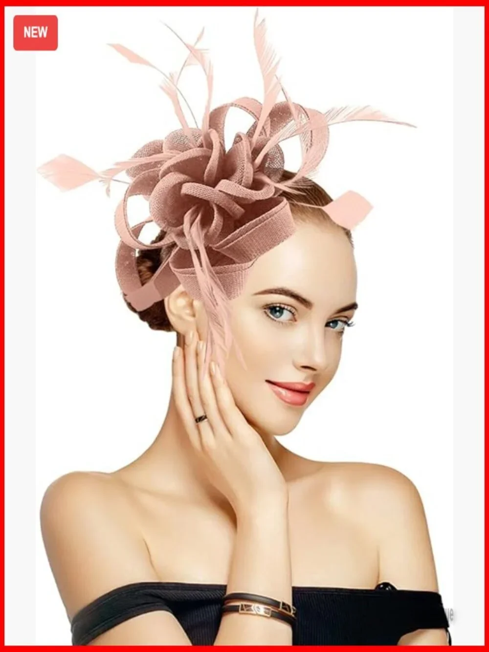 Handmade Derby Fascinator Hat with Feathers, Adjustable Headband & Clips